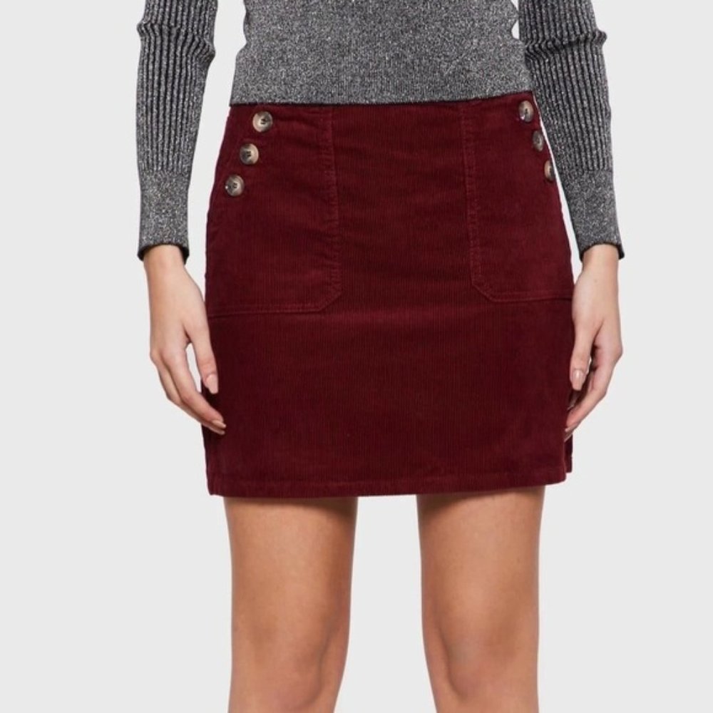 Banana Republic Burgundy Corduroy Mini Skirt